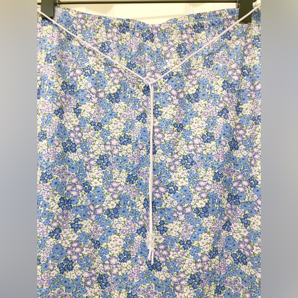 Anchor Blue A-Line Midi Floral Skirt with Tie Front Size M Vintage Y2K - Picture 2 of 4